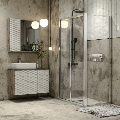 Душевой уголок Grossman Alba GR-1080Al 100х80 стекло прозрачное профиль хром без поддона - фото 4